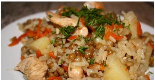 Плов с чечевицей и рисом