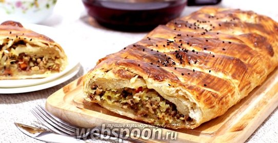 Кулебяка с мясом и капустой