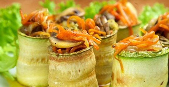 Рулет из кабачков с грибами