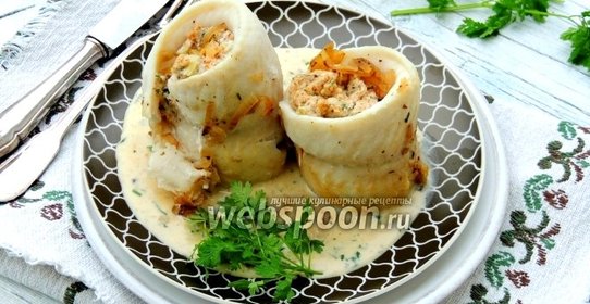 Рыбные рулеты с ревенем и сливочным сыром