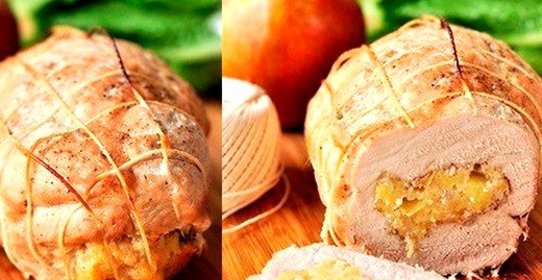 Рулет из свинины с яблоками