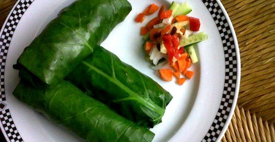 Вегетарианские рулетики из листовой капусты