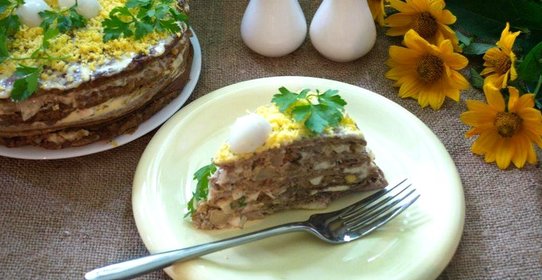 Печеночный тортик с орехом