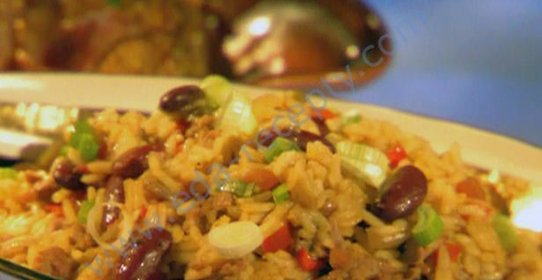 Говядина в соусе чили с рисом