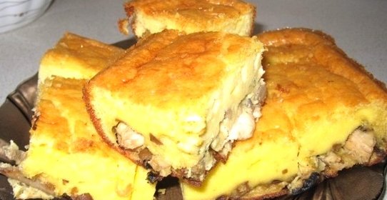 Пирог с грибами и курицей