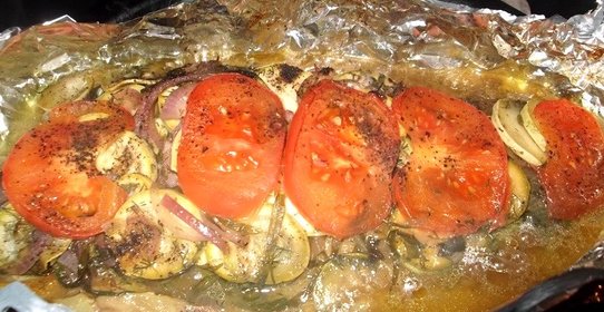 Кабачки с рыбой в духовке
