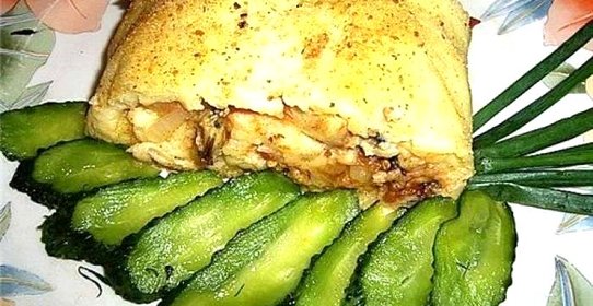 Картофельный рулет с мидиями