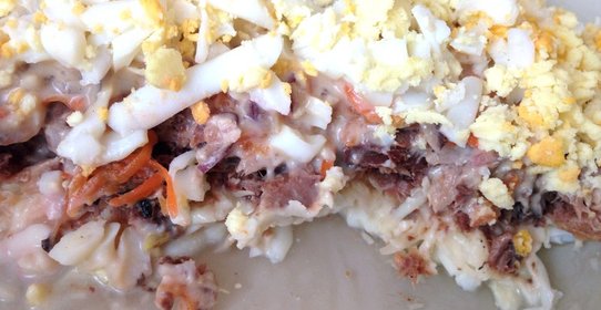 Диетический салат мимоза с тунцом и йогуртом