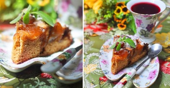 Шарлотка с медово-карамельными яблоками