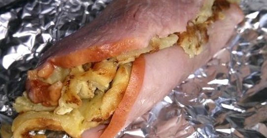 Рулетики с ветчиной и картофельными блинчиками