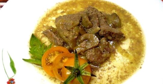 Печень с грибами в сметане