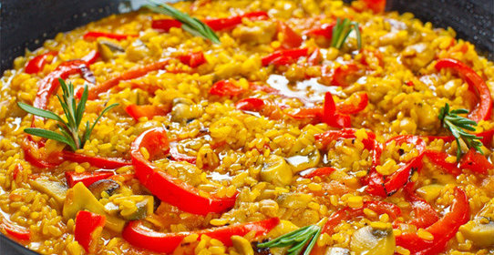 Паэлья с курицей и грибами