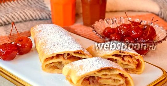 Яблочный рулет на творожном тесте