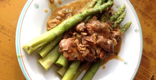 Сердца и желудки куриные в соусе