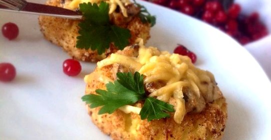 Картофельные гнезда с грибами