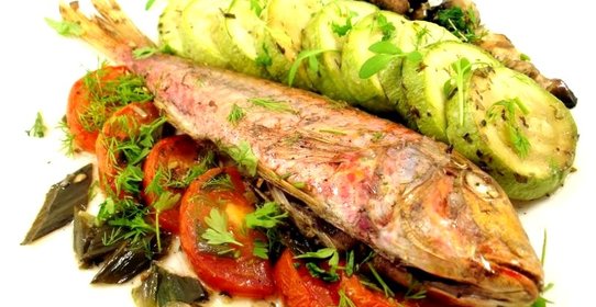Барабулька с овощами