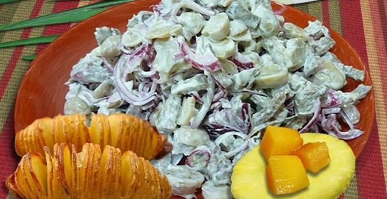 Салат из свинины с маринованными грибами