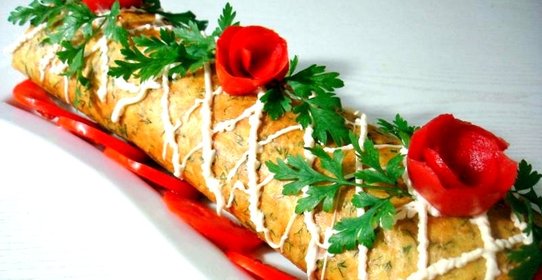Кабачковый рулет с грибами