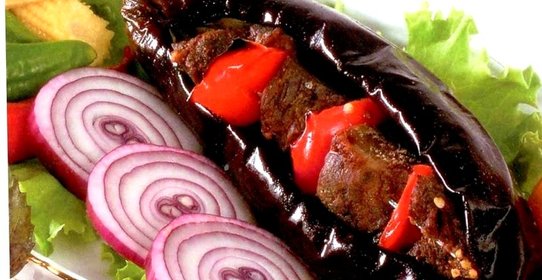 Мцвади в баклажанах