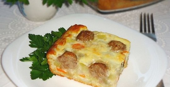 Пирог с рисом, овощами и фрикадельками