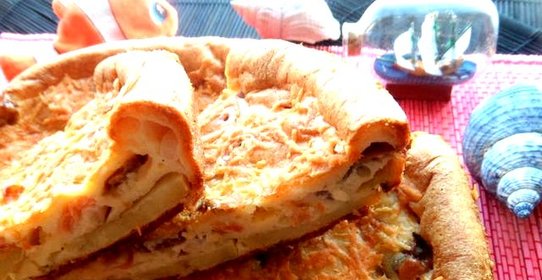 Наливной пирог с рыбой