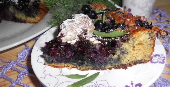 Черничный пирог с овсяно-творожным тестом