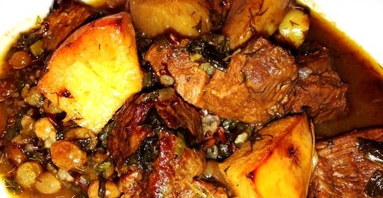 Козлятина, тушеная с рисом