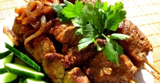 Шашлык на сковороде из свинины