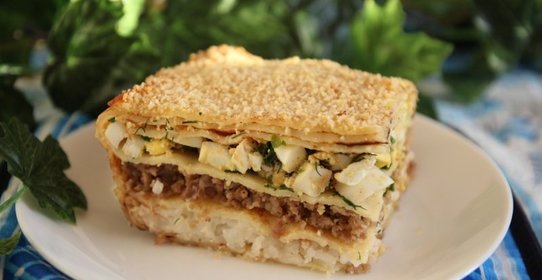 Блинчатый пирог с тремя начинками