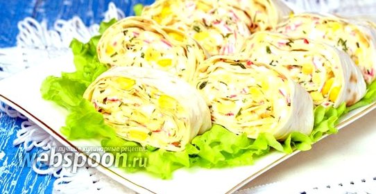 Рулет из лаваша с крабовыми палочками