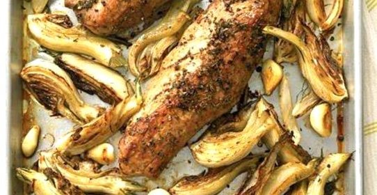 Жареная свиная вырезка с фенхелем и чесноком