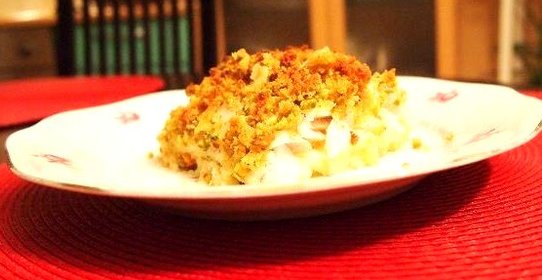 Печеный судак с фисташками и цитрусовым картофелем