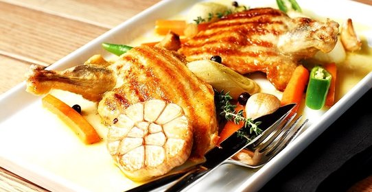 Эскабече из цесарки с тимьяном