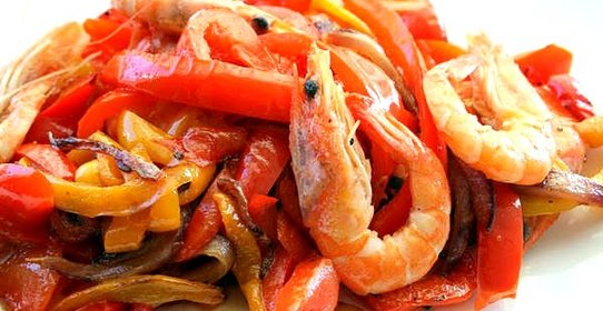 Креветки со сладким перцем