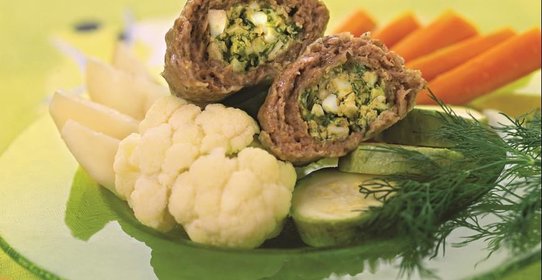 Зразы из телятины с овощами на пару