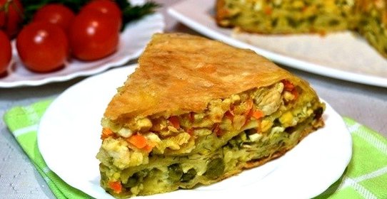 Пирог из лаваша с курицей