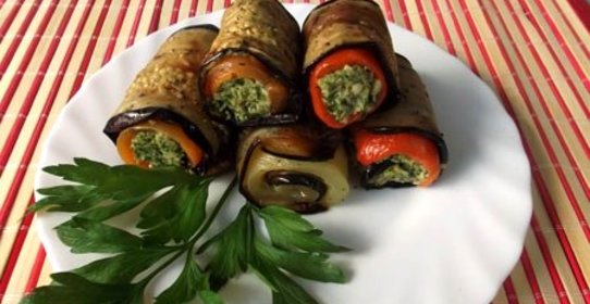 Рулеты из баклажанов в духовке