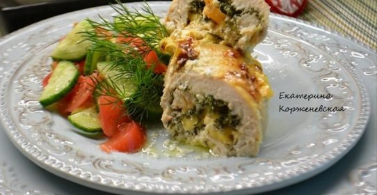 Куриные рулетики с креветками и сыром