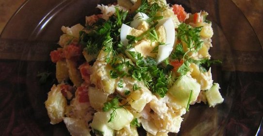 Салат из окуня с овощами