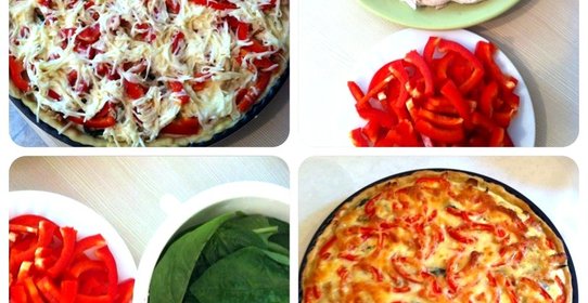 Лоранский пирог с курицей, грибами и шпинатом