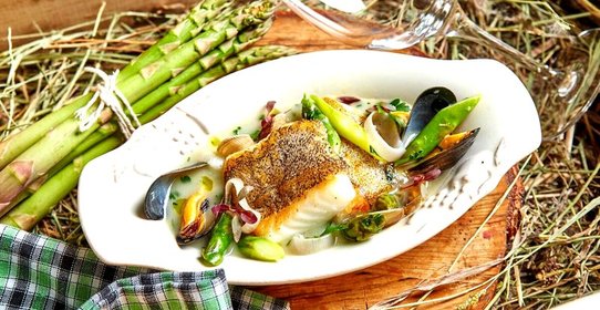 Палтус в аква пацца из ресторана Christian