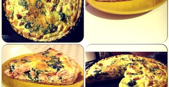 Лоранский пирог с лососем, рикоттой и шпинатом