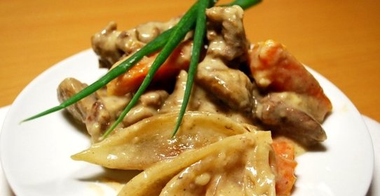 Тушеная телятина с грибами