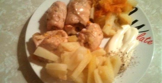 Куриные рулетики с начинкой