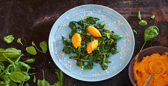 Морковный мусс и шпинат от Алена Пассара