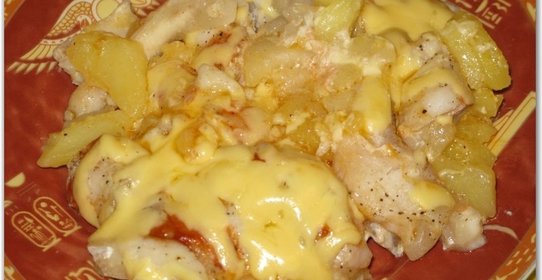 Пангасиус с картошкой в духовке