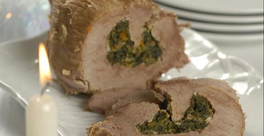 Говядина, фаршированная шпинатом