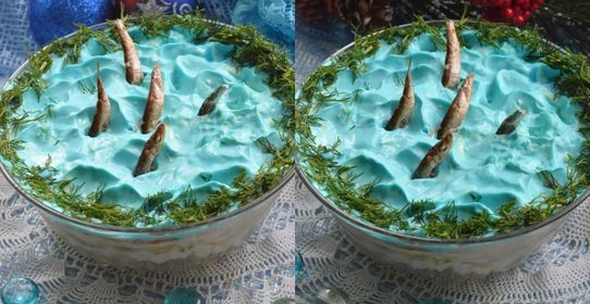 Салат Рыбки в пруду