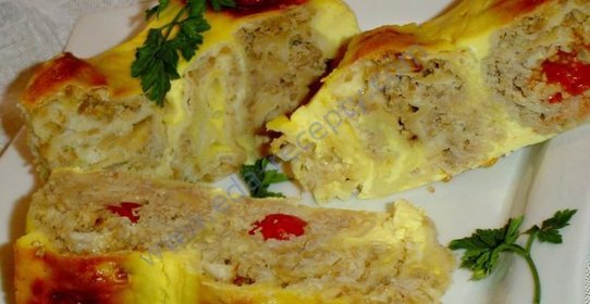 Пирог из лаваша с сыром мясом помидорами