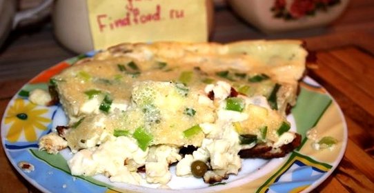 Омлет с зеленым луком и горошком